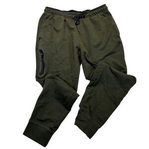 Reebok Mens Joggers Olive Green Fleece Sweatpants Large Athleisure Casual